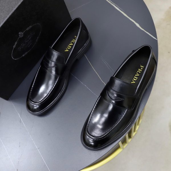 Prada Grained Leather Penny Loafers – Classic Black (1) Prada Grained Leather Penny Loafers – Classic Black