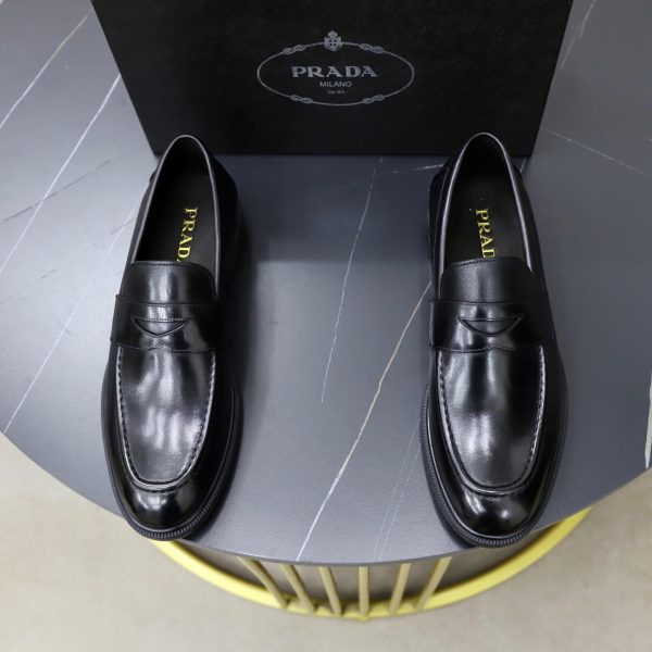 Prada Grained Leather Penny Loafers – Classic Black (2) Prada Grained Leather Penny Loafers – Classic Black
