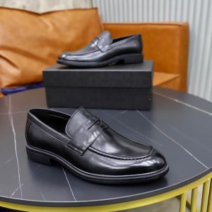 Prada Grained Leather Penny Loafers – Classic Black