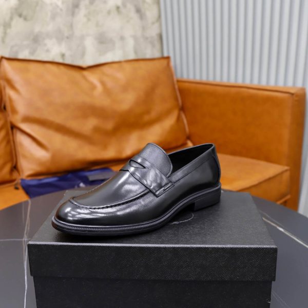 Prada Grained Leather Penny Loafers – Classic Black (9) Prada Grained Leather Penny Loafers – Classic Black