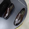 Prada Grained Leather Penny Loafers – Fumè Cocoa Brown