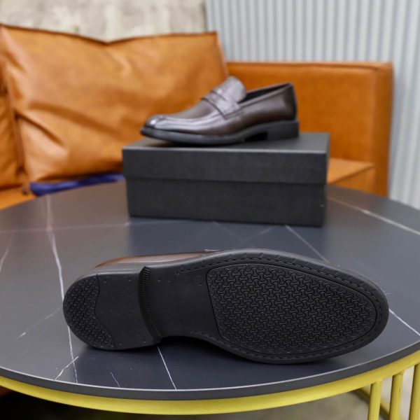 Prada Grained Leather Penny Loafers – Fumè Cocoa Brown