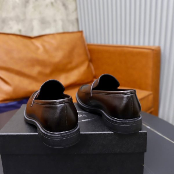 Prada Grained Leather Penny Loafers – Fumè Cocoa Brown