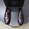 Prada Grained Leather Penny Loafers – Fumè Cocoa Brown