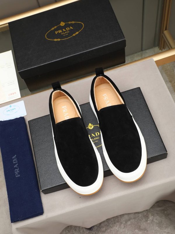Prada Suede Slip-On Platform Sneaker – Black & White (1) Prada Suede Slip-On Platform Sneaker – Black & White
