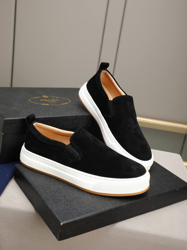 Prada Suede Slip-On Platform Sneaker – Black & White (2) Prada Suede Slip-On Platform Sneaker – Black & White
