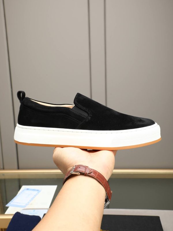 Prada Suede Slip-On Platform Sneaker – Black & White (3) Prada Suede Slip-On Platform Sneaker – Black & White