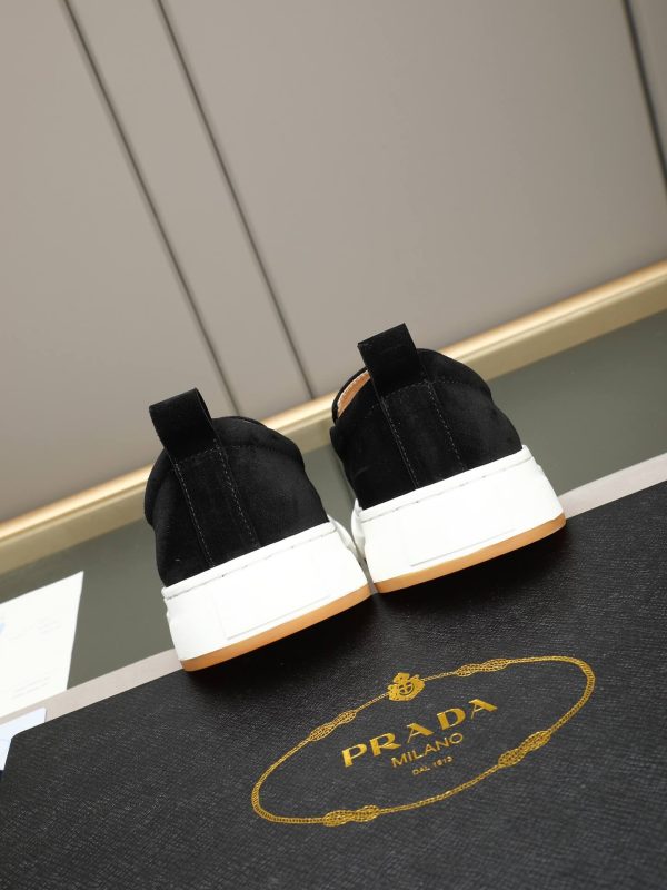 Prada Suede Slip-On Platform Sneaker – Black & White (4) Prada Suede Slip-On Platform Sneaker – Black & White