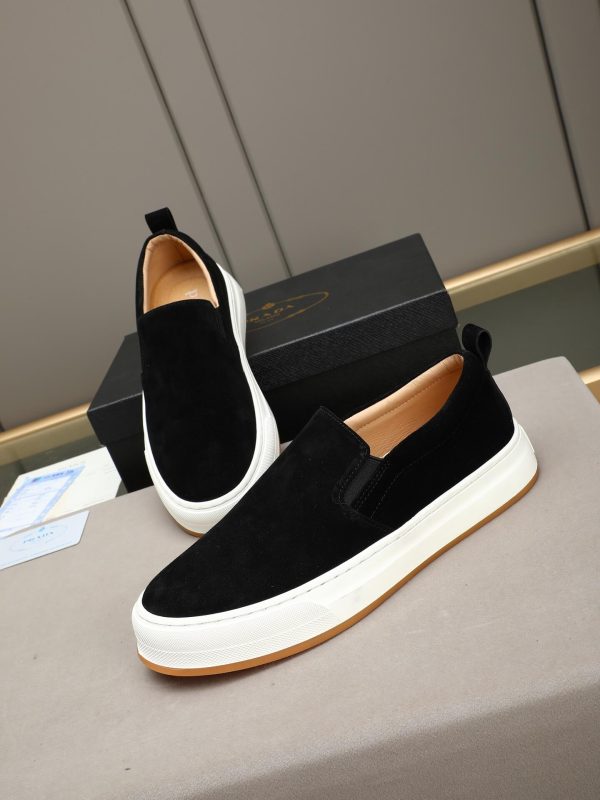 Prada Suede Slip-On Platform Sneaker – Black & White (6) Prada Suede Slip-On Platform Sneaker – Black & White