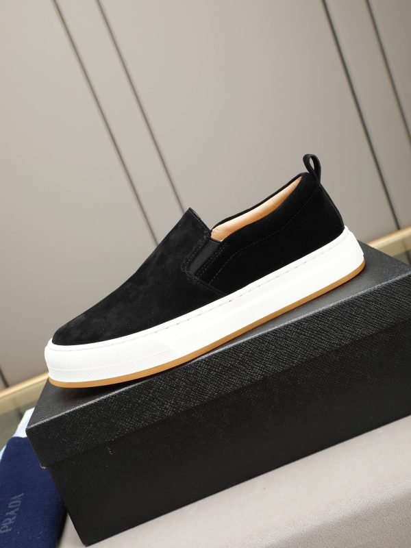 Prada Suede Slip-On Platform Sneaker – Black & White (9) Prada Suede Slip-On Platform Sneaker – Black & White