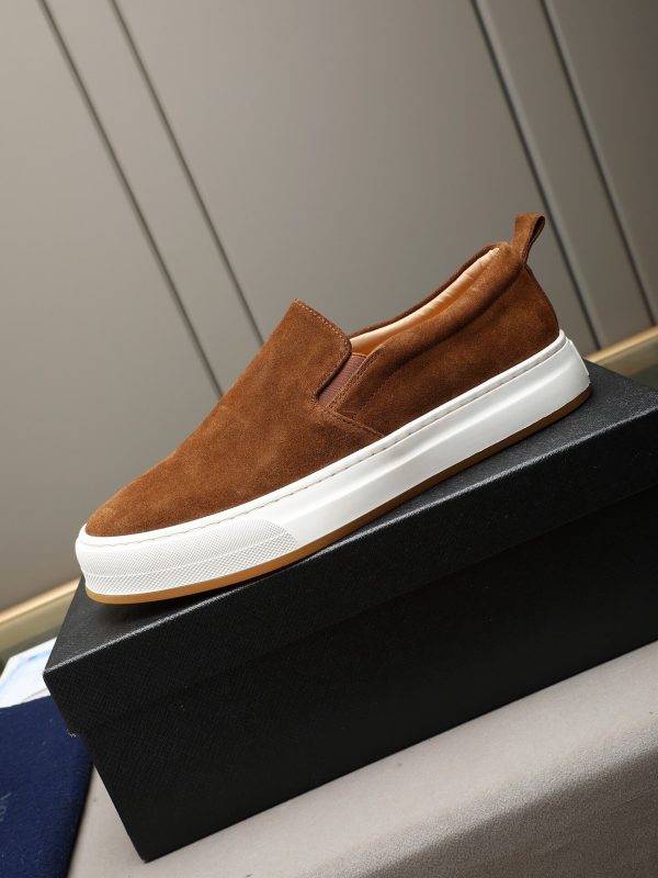 Prada Suede Slip-On Platform Sneaker – Cognac Brown (1) Prada Suede Slip-On Platform Sneaker – Cognac Brown