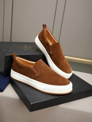 Prada Suede Slip-On Platform Sneaker – Cognac Brown