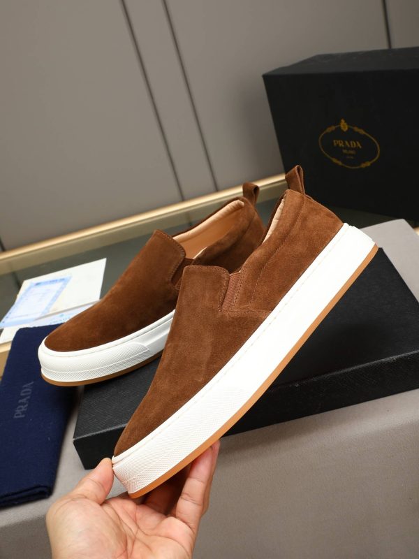 Prada Suede Slip-On Platform Sneaker – Cognac Brown (7) Prada Suede Slip-On Platform Sneaker – Cognac Brown