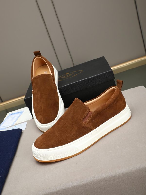 Prada Suede Slip-On Platform Sneaker – Cognac Brown (8) Prada Suede Slip-On Platform Sneaker – Cognac Brown