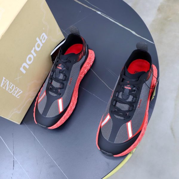 ZEGNA x norda 001 Technical Trail Sneakers – Grey, Black & Coral Red