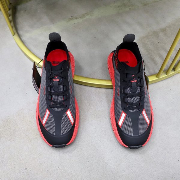ZEGNA x norda 001 Technical Trail Sneakers – Grey, Black & Coral Red