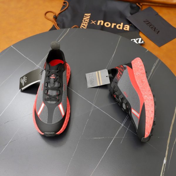 ZEGNA x norda 001 Technical Trail Sneakers – Grey, Black & Coral Red