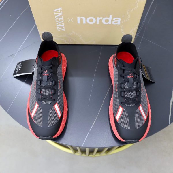 ZEGNA x norda 001 Technical Trail Sneakers – Grey, Black & Coral Red