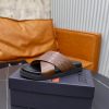 Zegna Criss-Cross Leather Sandals – Brown Crocodile-Embossed