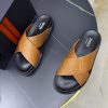 Zegna Criss-Cross Leather Sandals – Tan Crocodile-Embossed