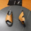 Zegna Criss-Cross Leather Sandals – Tan Crocodile-Embossed