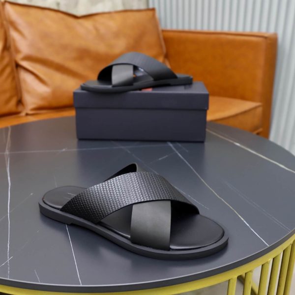 Zegna Pelletessuta Criss-Cross Sandals – Black