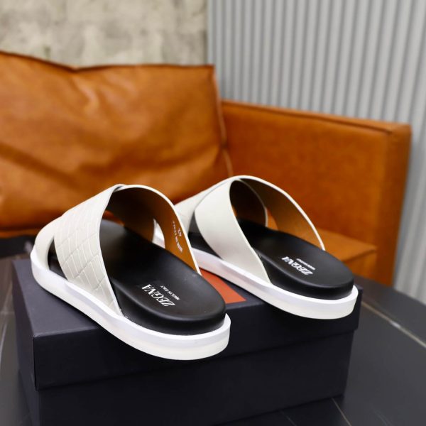 Zegna Pelletessuta Crisscross Sandals – Off-White & Black (2) Zegna Pelletessuta Crisscross Sandals – Off-White & Black