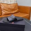 Zegna Signature Stitch Leather Slides – Black