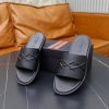 Zegna Signature Stitch Leather Slides – Black