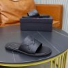 Zegna Signature Stitch Leather Slides – Black