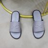 Zegna Signature Stitch Leather Slides – Light Grey
