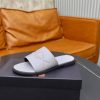Zegna Signature Stitch Leather Slides – Light Grey