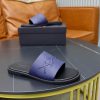 Zegna Signature Stitch Leather Slides – Navy Blue (4) Zegna Signature Stitch Leather Slides – Navy Blue