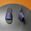 Zegna Signature Stitch Leather Slides – Navy Blue (5) Zegna Signature Stitch Leather Slides – Navy Blue