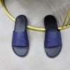 Zegna Signature Stitch Leather Slides – Navy Blue (6) Zegna Signature Stitch Leather Slides – Navy Blue