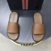 Zegna Signature Stitch Leather Slides – Tan