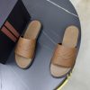 Zegna Signature Stitch Leather Slides – Tan