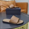 Zegna Signature Stitch Leather Slides – Tan