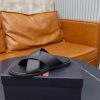 Zegna Smooth Leather Criss-Cross Sandals – Black
