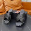 Zegna Smooth Leather Criss-Cross Sandals – Black
