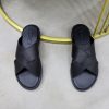 Zegna Smooth Leather Criss-Cross Sandals – Black