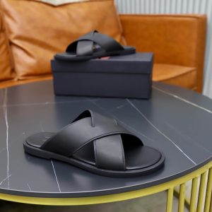 Zegna Smooth Leather Criss-Cross Sandals – Black (8) Zegna Smooth Leather Criss-Cross Sandals – Black