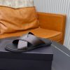 Zegna Smooth Leather Criss-Cross Sandals – Dark Brown