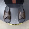 Zegna Smooth Leather Criss-Cross Sandals – Dark Brown