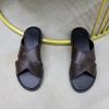 Zegna Smooth Leather Criss-Cross Sandals – Dark Brown