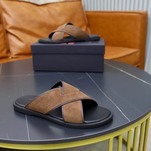 Zegna Suede Criss-Cross Sandals – Brown & Dark Brown (15) Zegna Suede Criss-Cross Sandals – Brown & Dark Brown