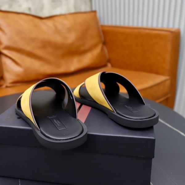 Zegna Suede Criss-Cross Sandals – Mustard Yellow & Dark Brown