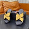 Zegna Suede Criss-Cross Sandals – Mustard Yellow & Dark Brown