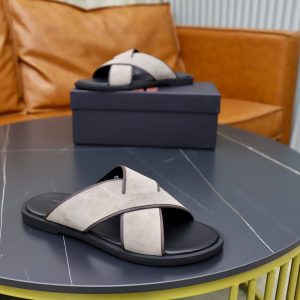 Zegna Suede Criss-Cross Sandals – Sand & Dark Brown (7) Zegna Suede Criss-Cross Sandals – Sand & Dark Brown