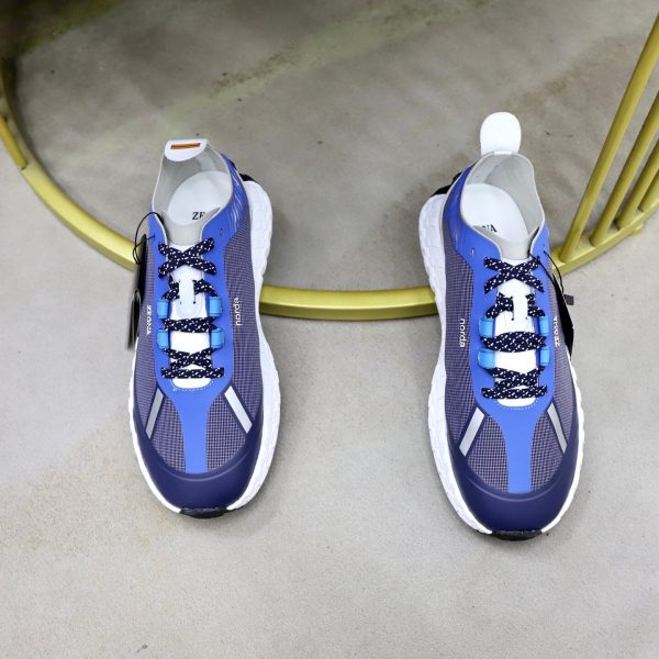 Zegna Triple Stitch Technical Mesh Sneakers – Electric Blue & Grey